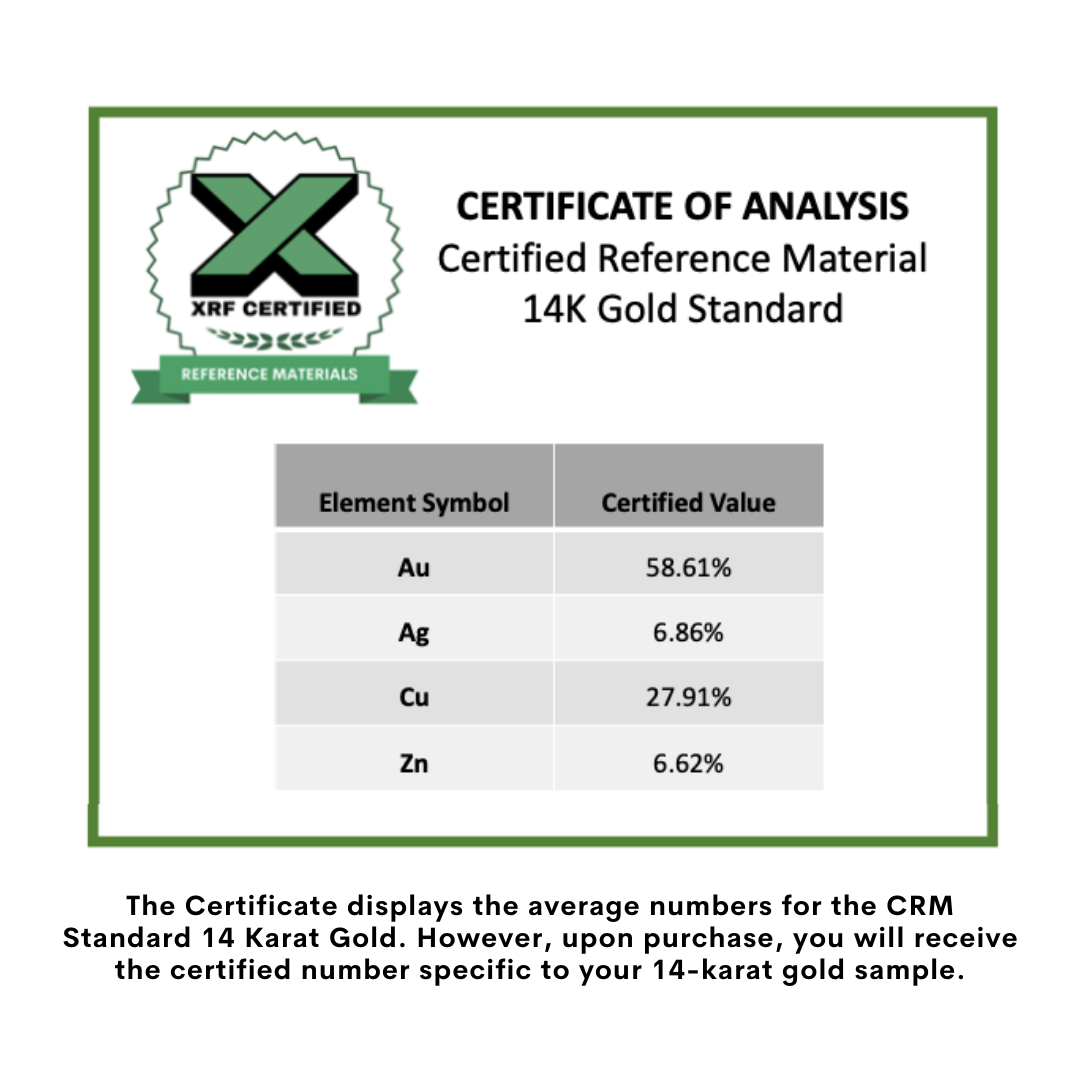 14K Gold CRM - Certified Reference Materials - Precious Metals - For XRF Analyzers