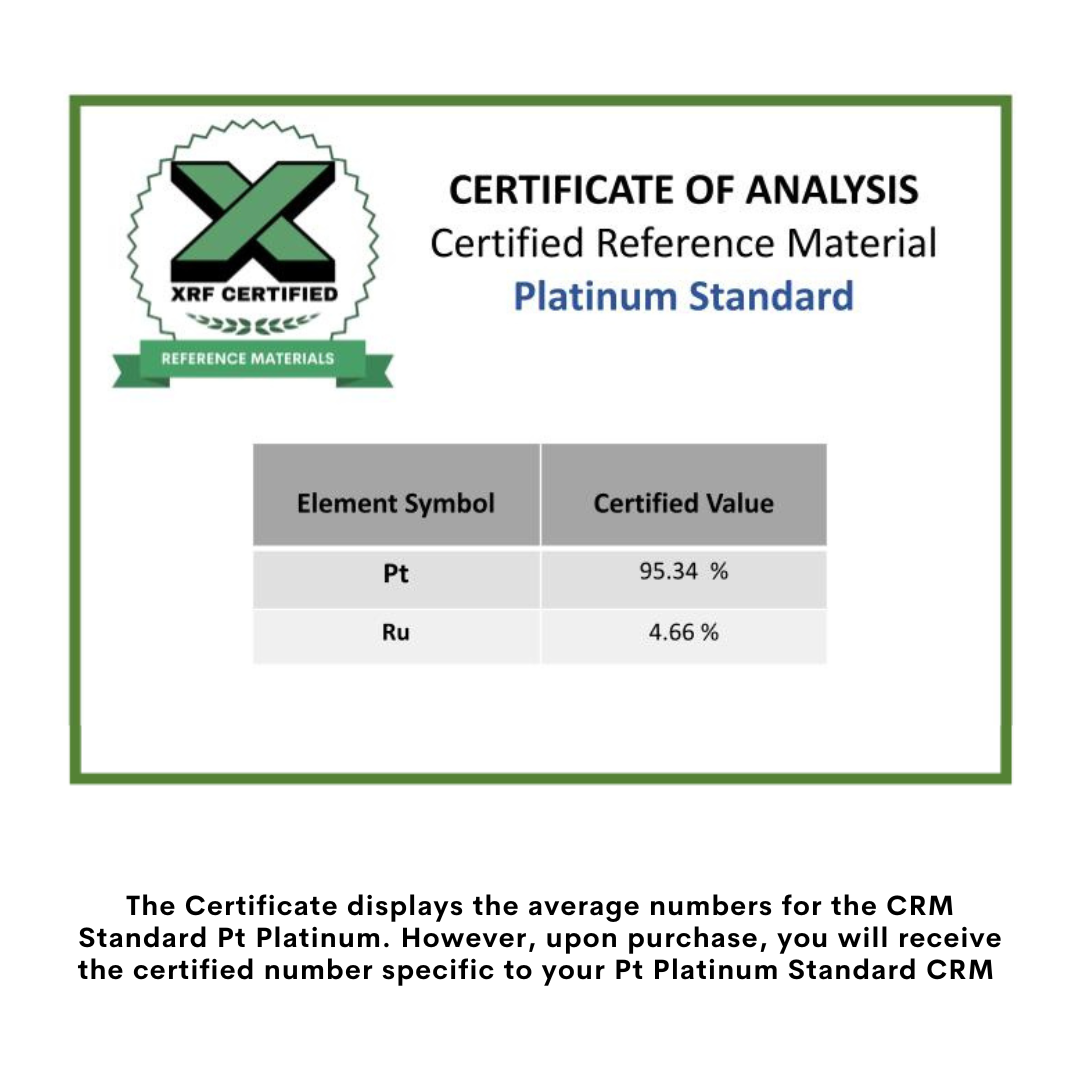 Platinum Standard CRM - Certified Reference Materials - Precious Metals - For XRF Analyzers