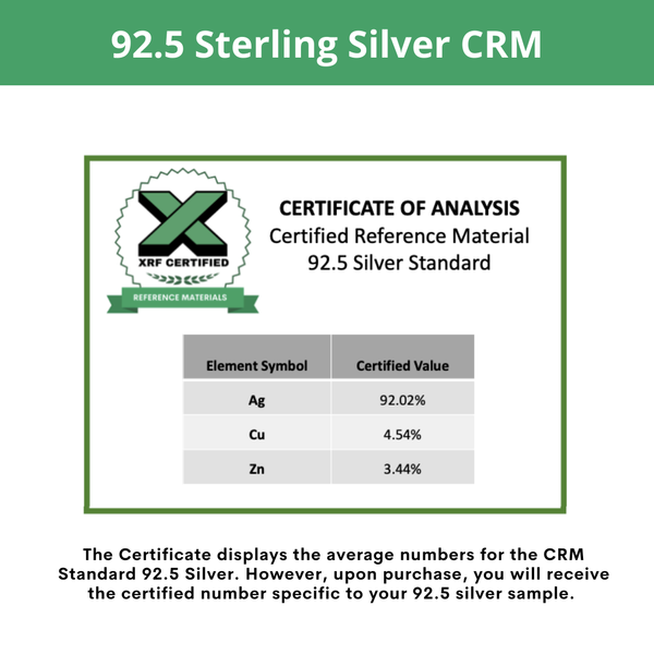92.5 Sterling Silver CRM - Certified Reference Materials - Precious Me ...