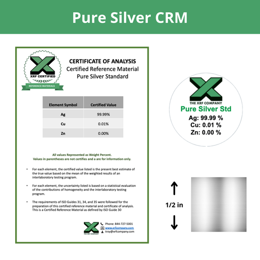Pure Silver CRM- Certified Reference Materials - Precious Metals - For XRF Analyzers