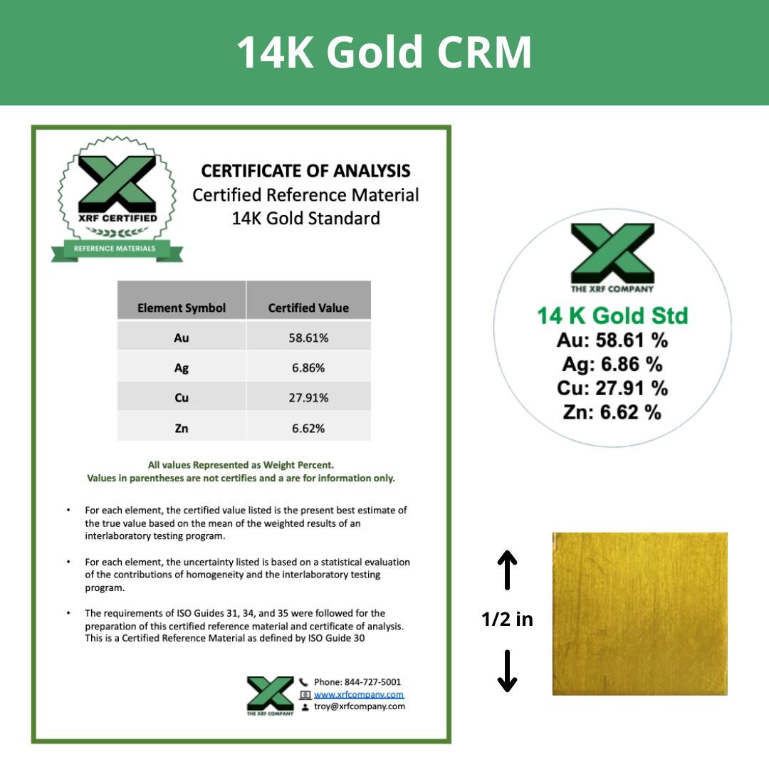 14K Gold CRM - Certified Reference Materials - Precious Metals - For XRF Analyzers