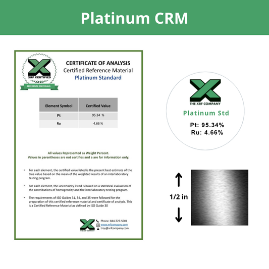 Platinum Standard CRM - Certified Reference Materials - Precious Metals - For XRF Analyzers